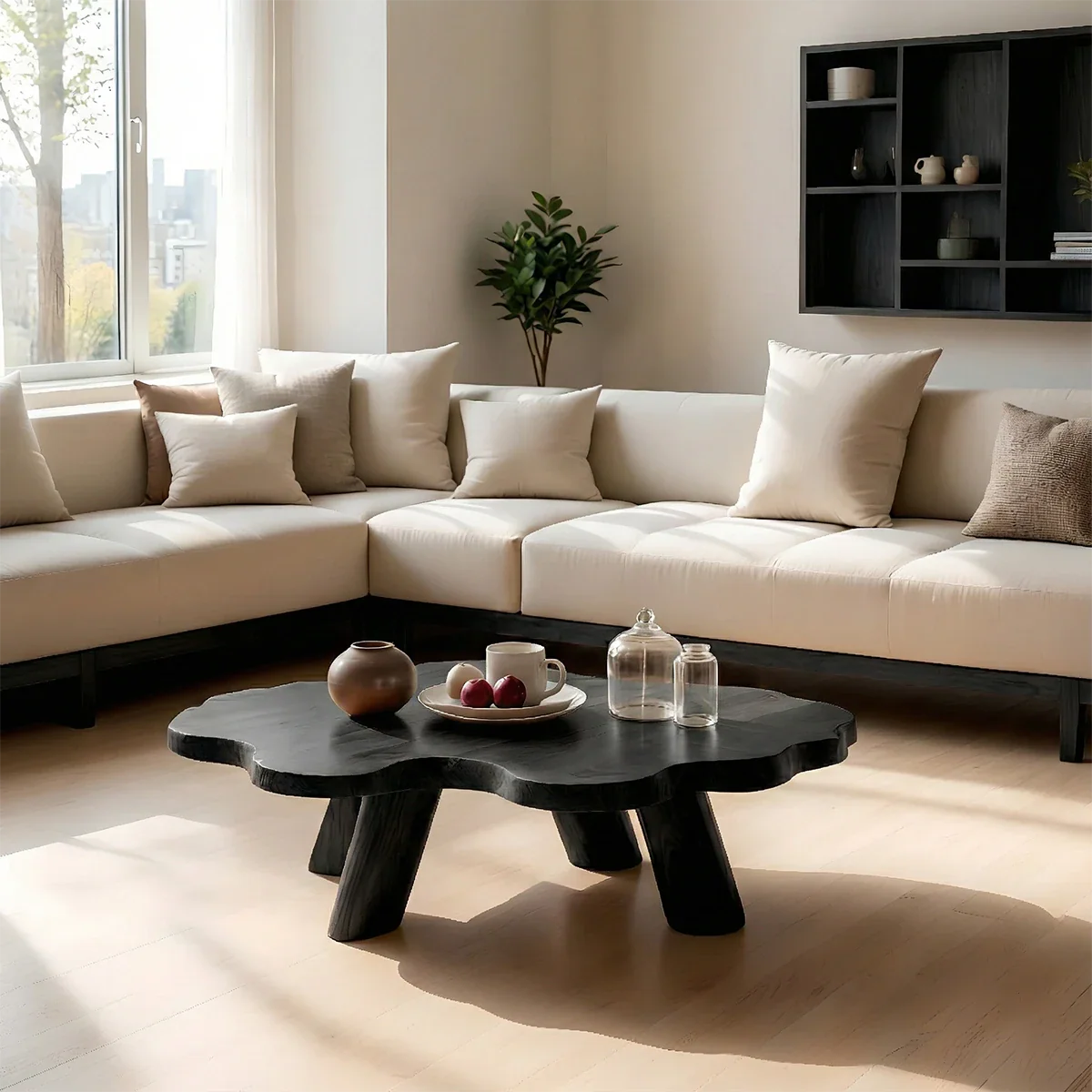 Japandi Low Coffee Table – Solid Wood Organic Minimalist Living Room Table - ArborisWood - 7