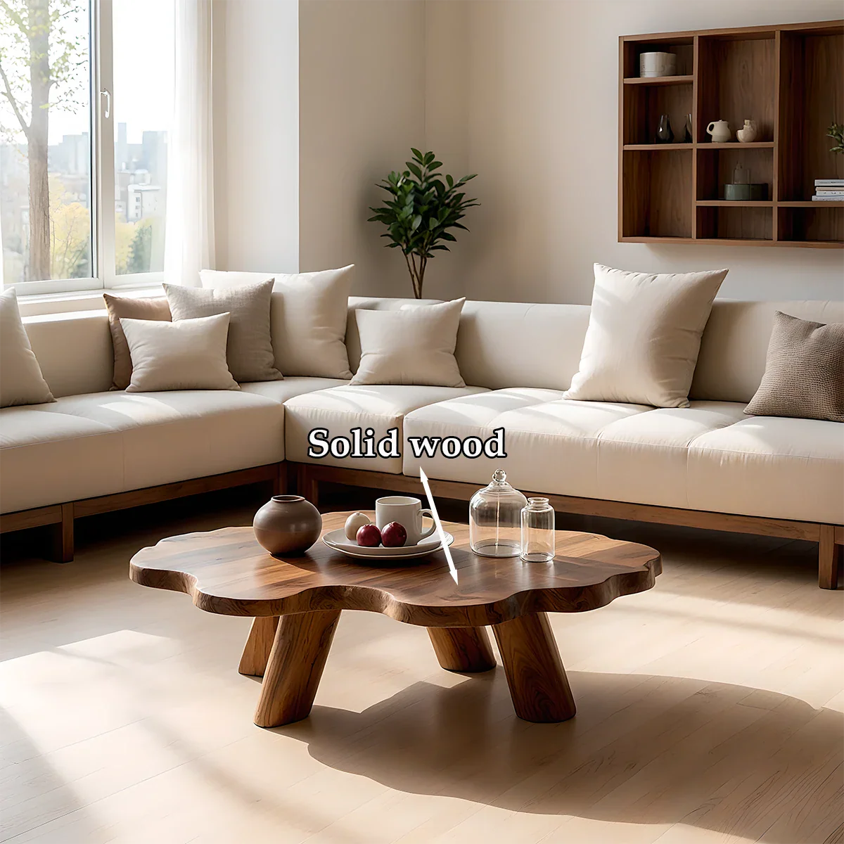 Japandi Low Coffee Table – Solid Wood Organic Minimalist Living Room Table - ArborisWood - 8