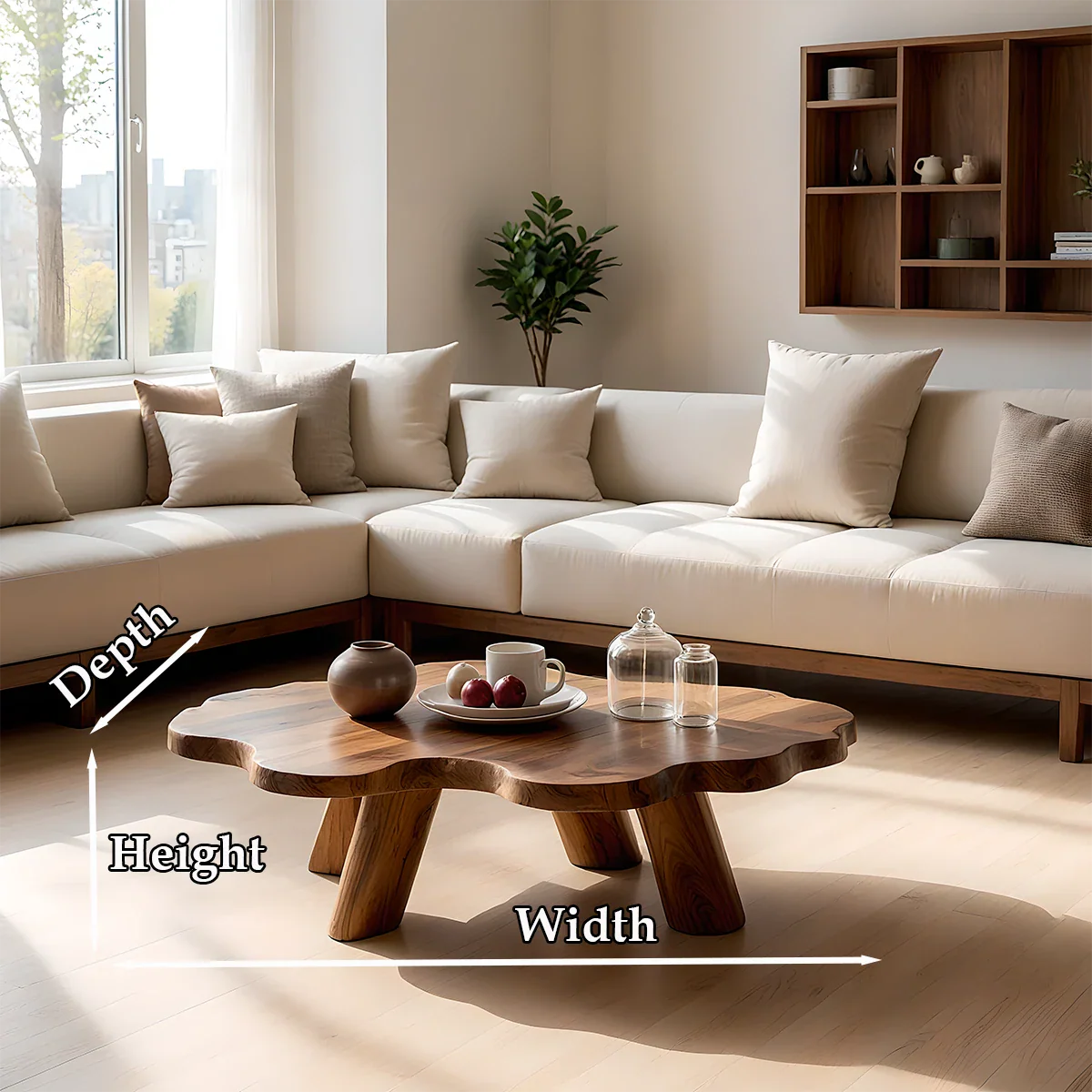 Japandi Low Coffee Table – Solid Wood Organic Minimalist Living Room Table - ArborisWood - 9