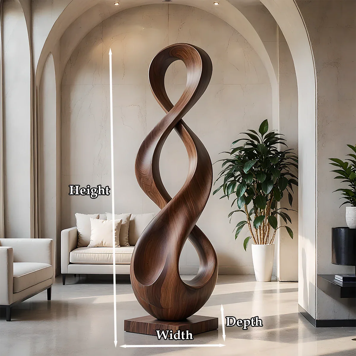 Large Abstract Wood Sculpture with Infinity Loop Form and Continuous Flow Design - ArborisWood - 10