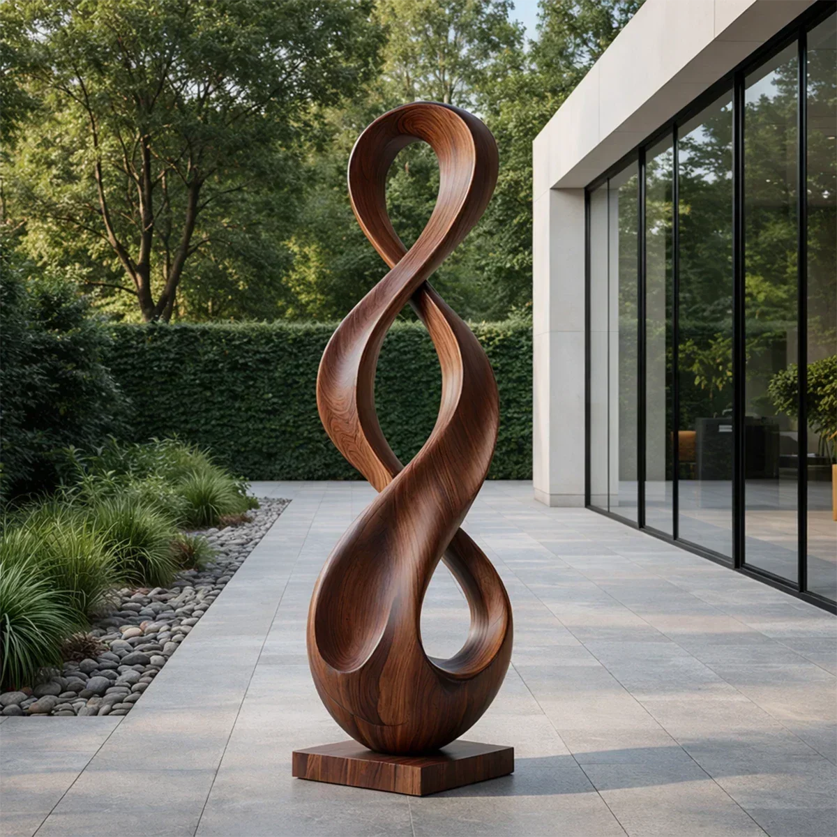 Large Abstract Wood Sculpture with Infinity Loop Form and Continuous Flow Design - ArborisWood - 3