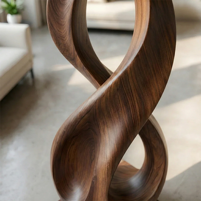 Large Abstract Wood Sculpture with Infinity Loop Form and Continuous Flow Design - ArborisWood - 4