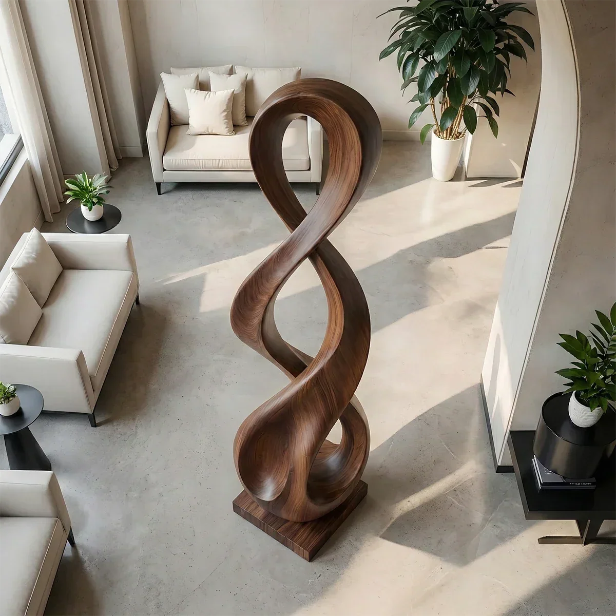 Large Abstract Wood Sculpture with Infinity Loop Form and Continuous Flow Design - ArborisWood - 5
