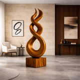 Large Wood Sculpture with Twisting Spiral Form and Sculptural Statement Design - ArborisWood - 7