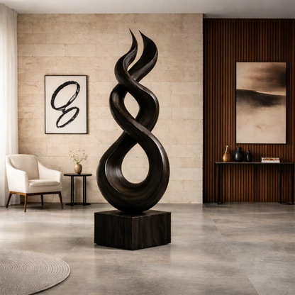 Large Wood Sculpture with Twisting Spiral Form and Sculptural Statement Design - ArborisWood - 9