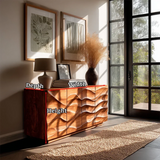 Layered Relief Sideboard Cabinet in Natural Solid Wood for Modern Living - ArborisWood - 11