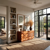 Layered Relief Sideboard Cabinet in Natural Solid Wood for Modern Living - ArborisWood - 2