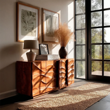 Layered Relief Sideboard Cabinet in Natural Solid Wood for Modern Living - ArborisWood - 5