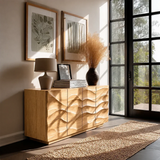 Layered Relief Sideboard Cabinet in Natural Solid Wood for Modern Living - ArborisWood - 8