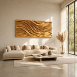 Flowing relief patterns shape this large wall panel into a calm contemporary centerpiece