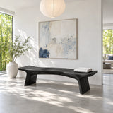 Live Edge Bench with Curved Single-Slab Seat on Two Inset Trestle Block Legs - Arboriswood - 10