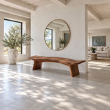 Live Edge Bench with Curved Single-Slab Seat on Two Inset Trestle Block Legs - Arboriswood - 3