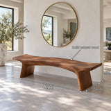 Live Edge Bench with Curved Single-Slab Seat on Two Inset Trestle Block Legs - Arboriswood - 7