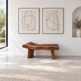 Live Edge Bench with Dished Wavy-Slab Seat on Twin Upright Post Legs - Arboriswood - 11