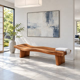 Live Edge Bench with Dished Wavy-Slab Seat on Twin Upright Post Legs - Arboriswood - 9