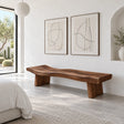 Live Edge Bench with Dished Wavy-Slab Seat on Twin Upright Post Legs - Arboriswood