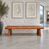 Live Edge Bench with Single Thick Slab Seat on Twin Flared A-Frame Slab Legs - Arboriswood - 2