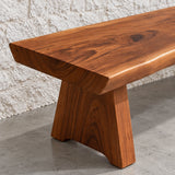 Live Edge Bench with Single Thick Slab Seat on Twin Flared A-Frame Slab Legs - Arboriswood - 4