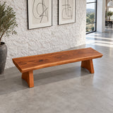 Live Edge Bench with Single Thick Slab Seat on Twin Flared A-Frame Slab Legs - Arboriswood - 5