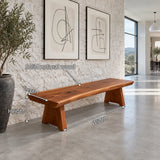 Live Edge Bench with Single Thick Slab Seat on Twin Flared A-Frame Slab Legs - Arboriswood - 7