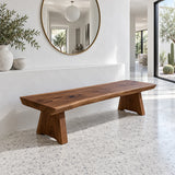 Live Edge Bench with Single Thick Slab Seat on Twin Flared A-Frame Slab Legs - Arboriswood - 8