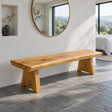 Live Edge Bench with Single Thick Slab Seat on Twin Flared A-Frame Slab Legs - Arboriswood - 9