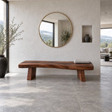 Live Edge Bench with Wavy Single-Slab Seat on Two Chunky Block Legs - Arboriswood - 14