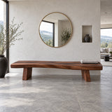 Live Edge Bench with Wavy Single-Slab Seat on Two Chunky Block Legs - Arboriswood - 2