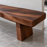 Live Edge Bench with Wavy Single-Slab Seat on Two Chunky Block Legs - Arboriswood - 4