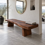 Live Edge Bench with Wavy Single-Slab Seat on Two Chunky Block Legs - Arboriswood - 6