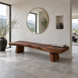 Live Edge Bench with Wavy Single-Slab Seat on Two Chunky Block Legs - Arboriswood