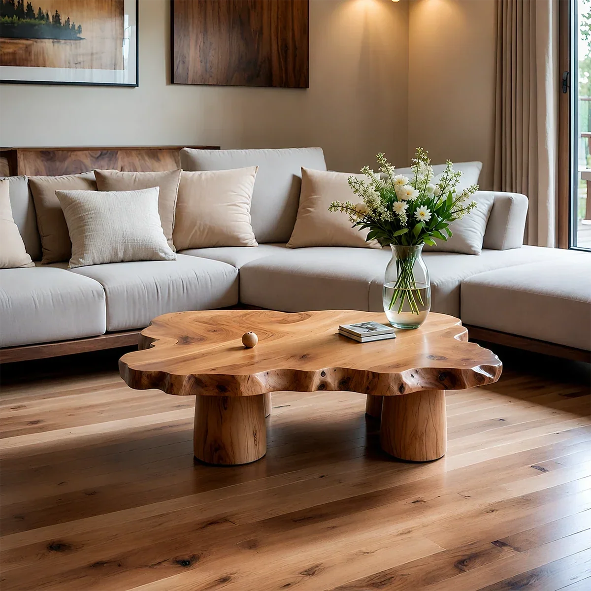 Live Edge Coffee Table Organic Shape – Natural Wood Center Table for Living Room - Arboriswood - 10