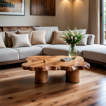 Live Edge Coffee Table Organic Shape – Natural Wood Center Table for Living Room - ArborisWood - 10