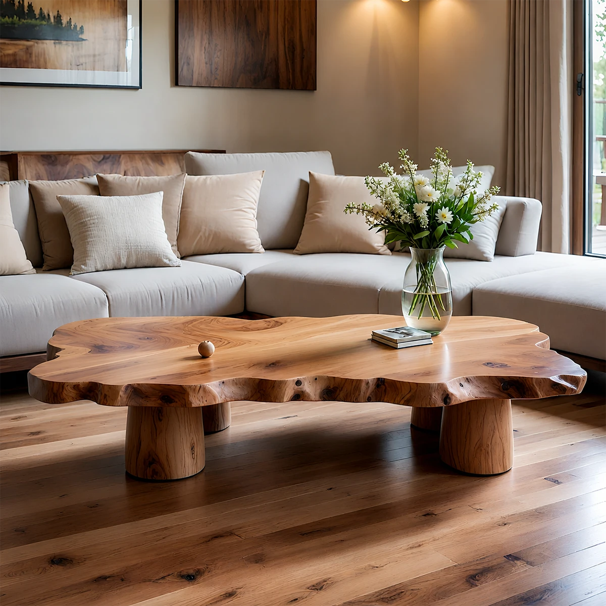 Live Edge Coffee Table Organic Shape – Natural Wood Center Table for Living Room - ArborisWood - 12