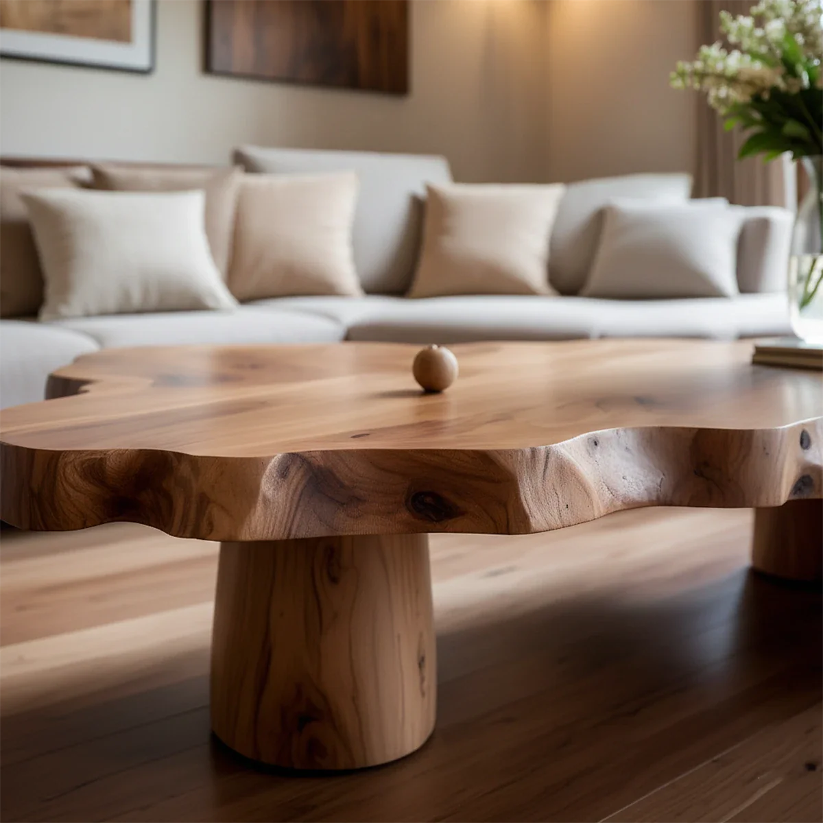 Live Edge Coffee Table Organic Shape – Natural Wood Center Table for Living Room - ArborisWood - 3