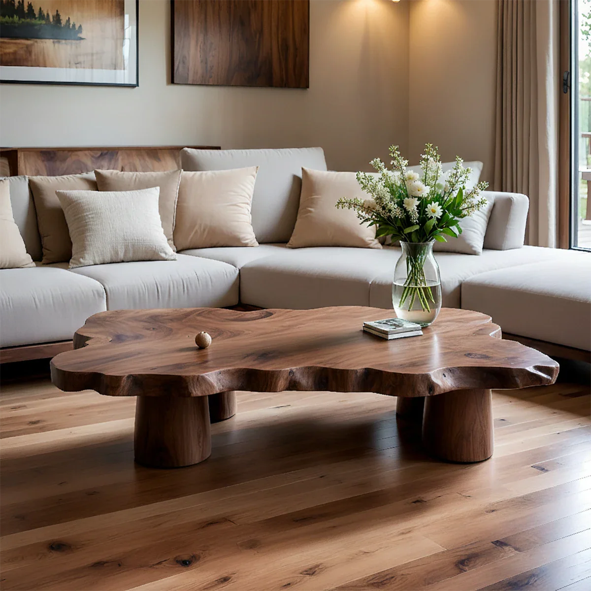 Live Edge Coffee Table Organic Shape – Natural Wood Center Table for Living Room - ArborisWood - 6