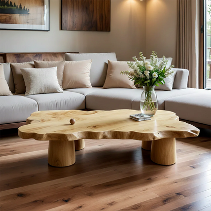 Live Edge Coffee Table Organic Shape – Natural Wood Center Table for Living Room - ArborisWood - 7