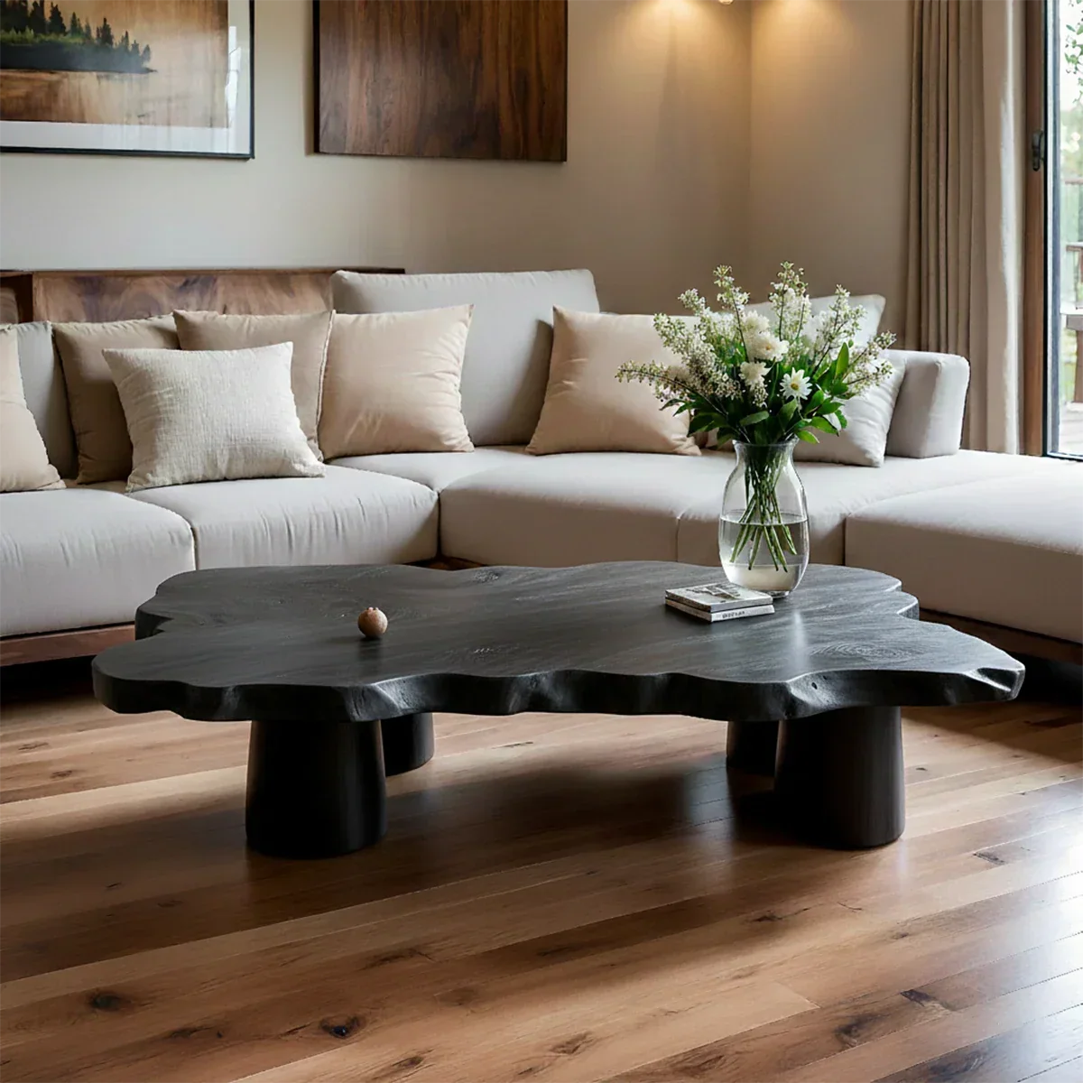 Live Edge Coffee Table Organic Shape – Natural Wood Center Table for Living Room - Arboriswood - 8