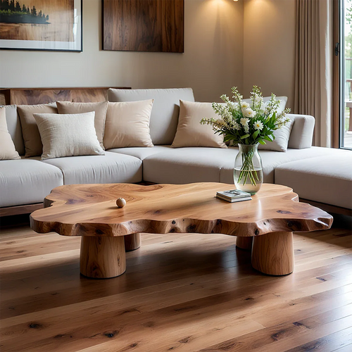 Live Edge Coffee Table Organic Shape – Natural Wood Center Table for Living Room - ArborisWood