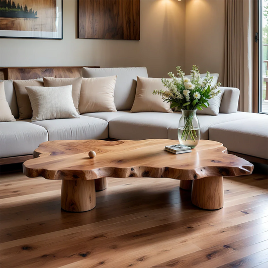 Live Edge Coffee Table Organic Shape – Natural Wood Center Table for Living Room - ArborisWood
