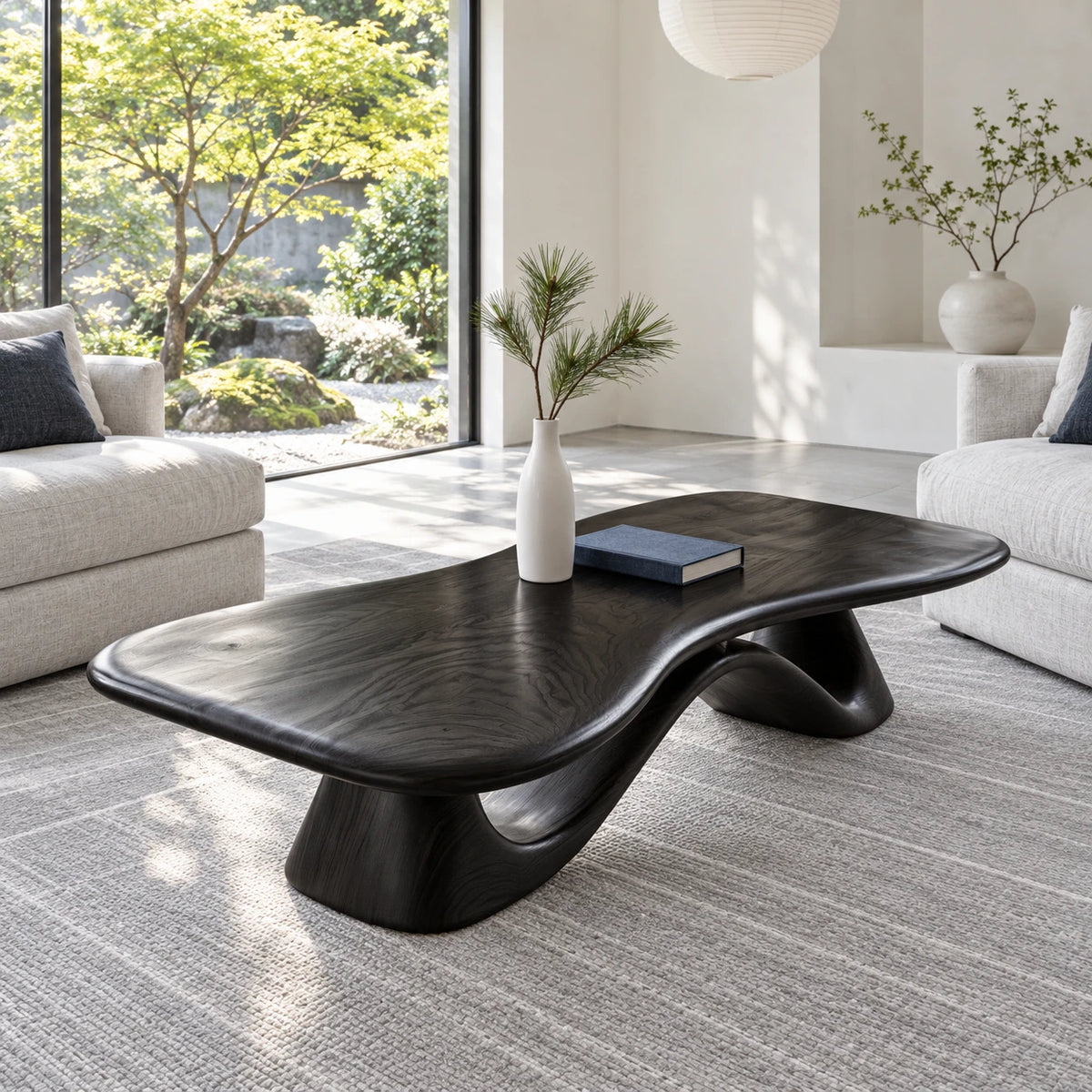 Live Edge Coffee Table with Free-Form Slab on Single S-Ribbon Disc-Foot Base - Arboriswood - 10