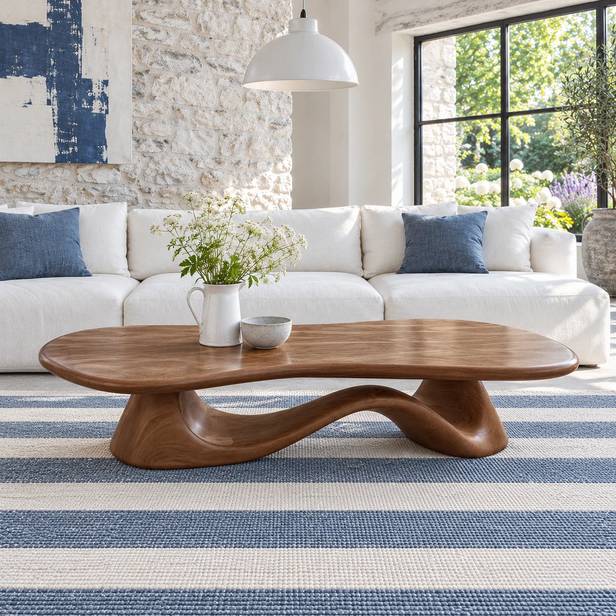 Live Edge Coffee Table with Free-Form Slab on Single S-Ribbon Disc-Foot Base - Arboriswood - 2