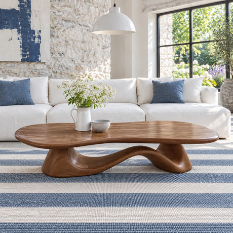 Live Edge Coffee Table with Free-Form Slab on Single S-Ribbon Disc-Foot Base - Arboriswood - 2