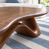 Live Edge Coffee Table with Free-Form Slab on Single S-Ribbon Disc-Foot Base - Arboriswood - 4