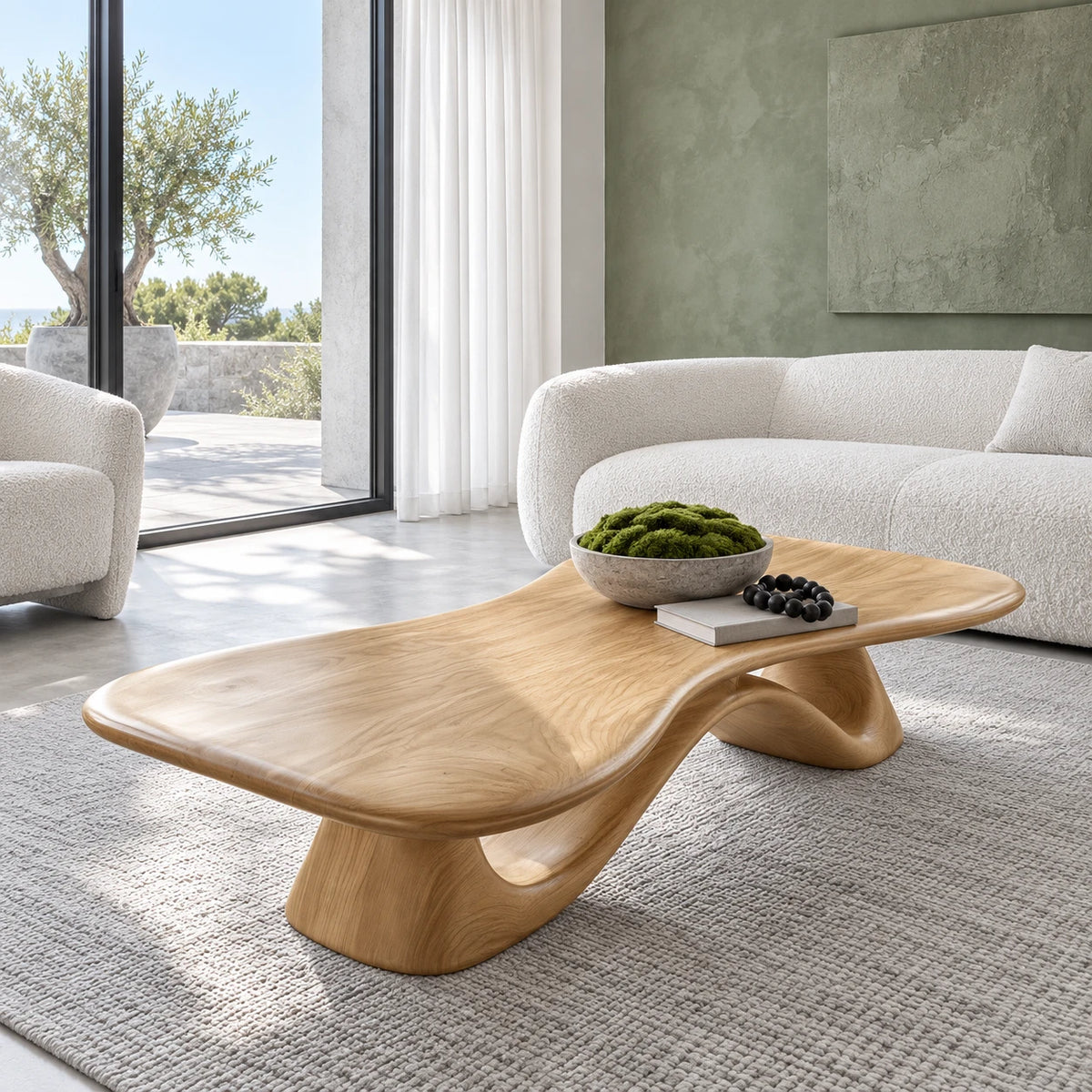 Live Edge Coffee Table with Free-Form Slab on Single S-Ribbon Disc-Foot Base - Arboriswood - 8