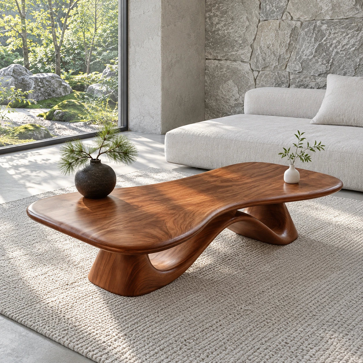 Live Edge Coffee Table with Free-Form Slab on Single S-Ribbon Disc-Foot Base - Arboriswood - 9