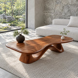 Live Edge Coffee Table with Free-Form Slab on Single S-Ribbon Disc-Foot Base - Arboriswood - 9