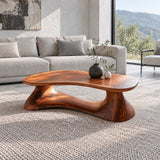 Live Edge Coffee Table with Peanut Twin-Lobe Slab on Splayed Column Legs - Arboriswood - 13