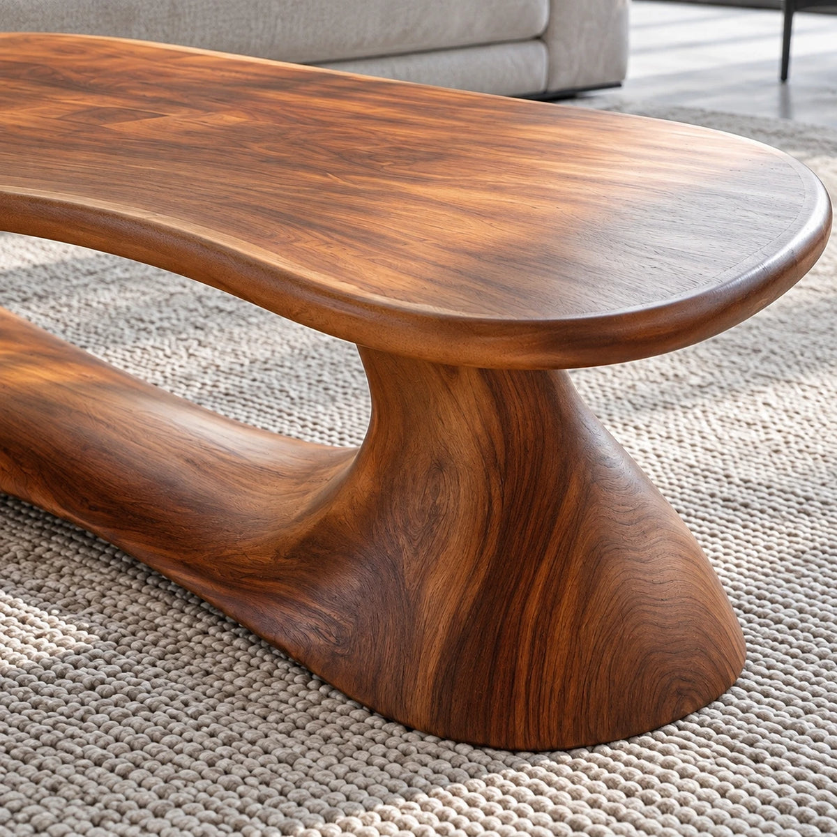 Live Edge Coffee Table with Peanut Twin-Lobe Slab on Splayed Column Legs - Arboriswood - 4