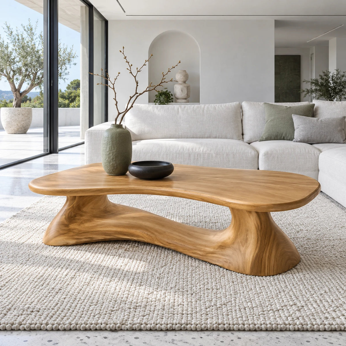 Live Edge Coffee Table with Peanut Twin-Lobe Slab on Splayed Column Legs - Arboriswood - 9